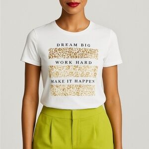 Apt. 9 White and Gold Fitted Graphic Tee